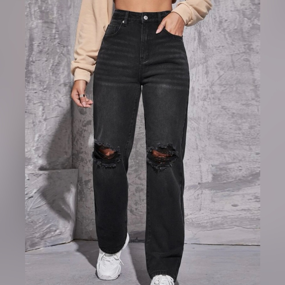 SHEIN Black mom Jeans size 6 (M)